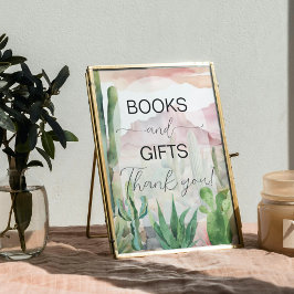 Boho Desert Cactus Baby shower Boeken & Geschenken Poster