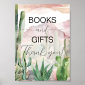 Boho Desert Cactus Baby shower Boeken & Geschenken Poster (Voorkant)