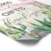 Boho Desert Cactus Baby shower Boeken & Geschenken Poster (Hoek)