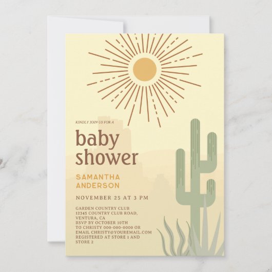 Boho Desert Cactus-Baby shower Kaart (Voorkant)