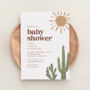 Boho Desert Cactus-Baby shower Kaart
