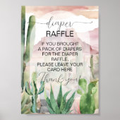 Boho Desert Cactus Baby shower Luier Raffle Teken Poster (Voorkant)