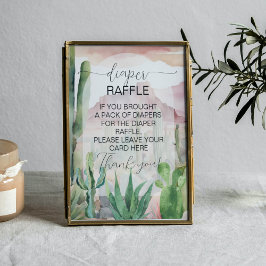 Boho Desert Cactus Baby shower Luier Raffle Teken Poster