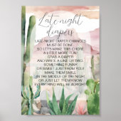 Boho Desert Cactus Baby Shower Luierspel Bord Poster (Voorkant)