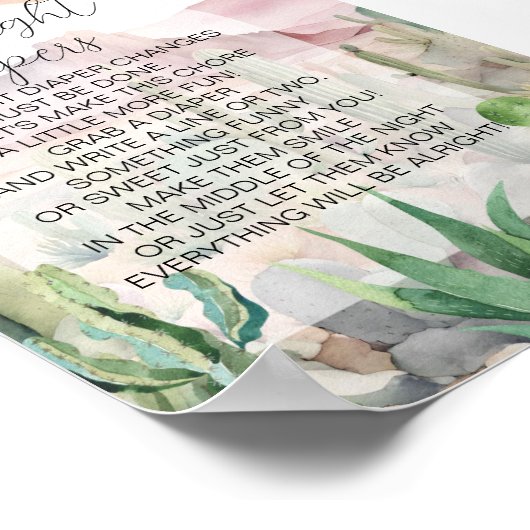 Boho Desert Cactus Baby Shower Luierspel Bord Poster (Hoek)