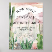 Boho Desert Cactus Baby shower Snoep Guess spel Poster (Voorkant)