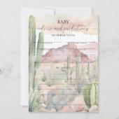 Boho Desert Cactus Baby Voorspellingen Advies Kaar Kaart (Voorkant)