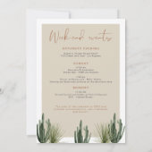 Boho Desert Cactus Bachelorette Reisplan Kaart (Achterkant)