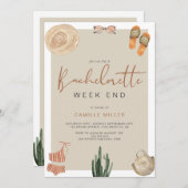 Boho Desert Cactus Bachelorette Reisplan Kaart (Voorkant / Achterkant)