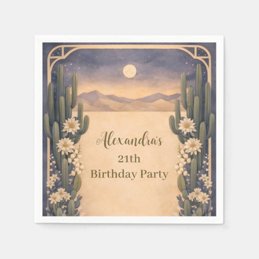 Boho Desert Cactus Birthday Servet (Voorkant)