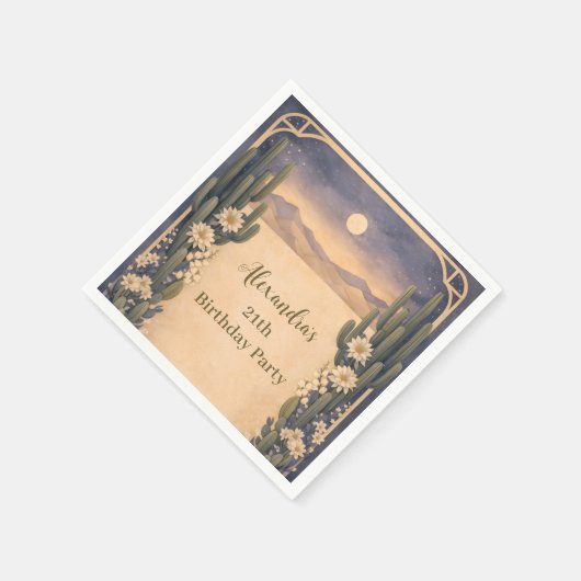 Boho Desert Cactus Birthday Servet (Hoek)