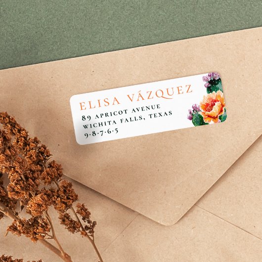 Boho Desert Cactus & Bloemen Retouradres Etiket