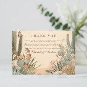 Boho Desert Cactus Floral Wedding Bedankkaart (Staand voorkant)