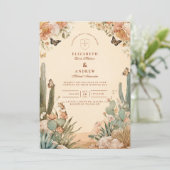 Boho Desert Cactus Floral Wedding Kaart (Staand voorkant)