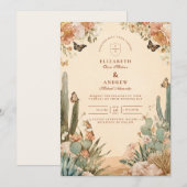 Boho Desert Cactus Floral Wedding Kaart (Voorkant / Achterkant)