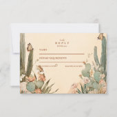 Boho Desert Cactus Floral Wedding RSVP Kaartje (Voorkant)