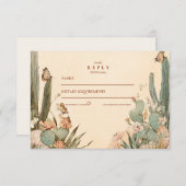 Boho Desert Cactus Floral Wedding RSVP Kaartje (Voorkant / Achterkant)