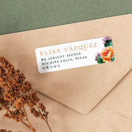 Boho Desert Cactus & Flowers Retouradres Etiket