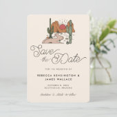 Boho Desert Cactus Modern Script Trouwdag Save The Date (Staand voorkant)