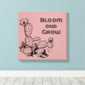 Boho Desert Cactus Muurkunst Roze Canvas Afdruk (Insitu (Houten vloer))