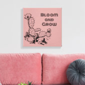 Boho Desert Cactus Muurkunst Roze Canvas Afdruk (Insitu (Woonkamer))