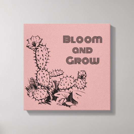 Boho Desert Cactus Muurkunst Roze Canvas Afdruk (Voorkant)