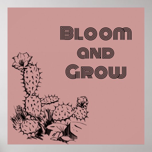 Boho Desert Cactus Muurkunst Roze Poster (Voorkant)