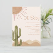 Boho Desert Cactus Oh Baby shower Kaart (Staand voorkant)