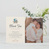 Boho Desert Cactus Retro Arizona 2 Photo Wedding Bedankkaart (Staand voorkant)