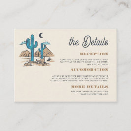 Boho Desert Cactus Retro Arizona Huwelijksdetails Informatiekaartje