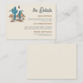 Boho Desert Cactus Retro Arizona Wedding Details Informatiekaartje (Voorkant / Achterkant)