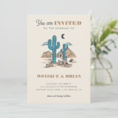 Boho Desert Cactus Retro Arizona Wedding Foto 70's Kaart (Staand voorkant)