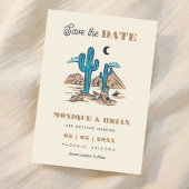 Boho Desert Cactus Retro Arizona Wedding Foto 70's Save The Date
