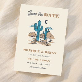 Boho Desert Cactus Retro Arizona Wedding Foto 70's Save The Date