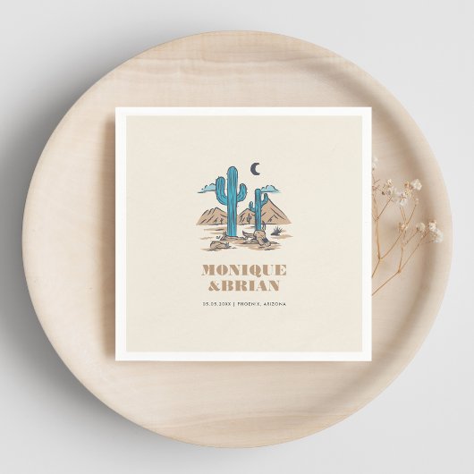 Boho Desert Cactus Retro Phoenix Arizona Bruiloft Servet