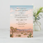 Boho Desert Cactus Rustic Elegant QR Code Wedding Kaart (Staand voorkant)