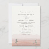 Boho Desert Cactus Rustic Elegant QR Code Wedding Kaart (Voorkant)