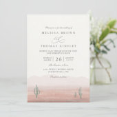 Boho Desert Cactus Rustic Elegant QR Code Wedding Kaart (Staand voorkant)