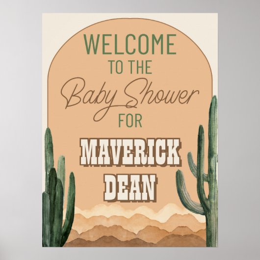 Boho Desert Cactus Southwest Baby shower Welkom Poster (Voorkant)