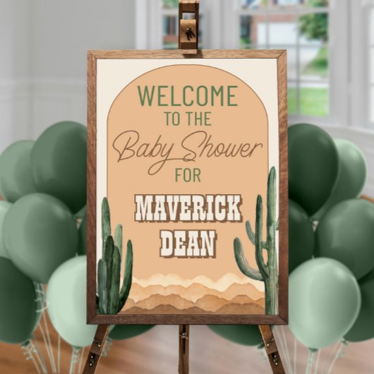 Boho Desert Cactus Southwest Baby shower Welkom Poster