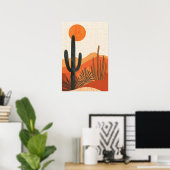 Boho Desert Cactus Sunset Landscape Poster (Thuiskantoor)