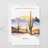 Boho Desert Cactus Sunset Westerne bruiloft Kaart (Achterkant)