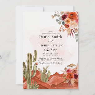 Boho Desert Cactus Trouwuitnodiging Kaart