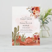 Boho Desert Cactus Trouwuitnodiging Kaart (Staand voorkant)
