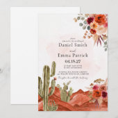 Boho Desert Cactus Trouwuitnodiging Kaart (Voorkant / Achterkant)