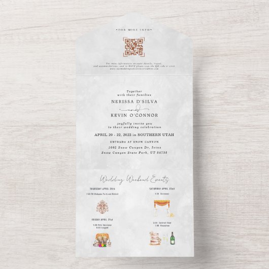 Boho Desert Cactus | Uitnodiging voor één weddensc (Binnen)