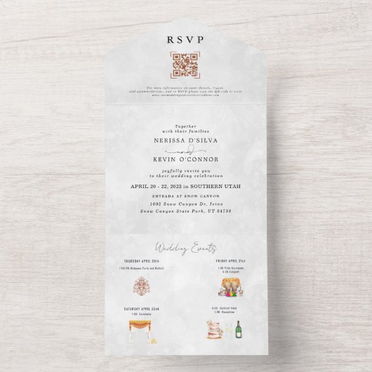 Boho Desert Cactus | Uitnodiging voor één weddensc (Binnen)