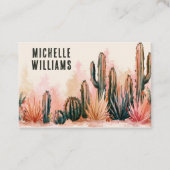 Boho Desert Cactus Watercolor Ontwerp Visitekaartje (Voorkant)