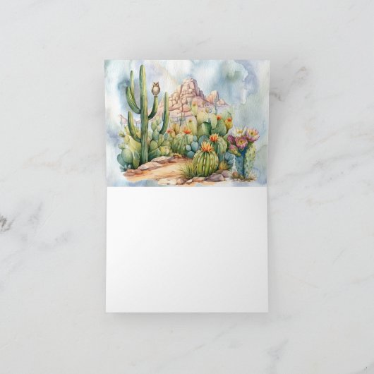 Boho Desert Cactus Waterverf Scenery Kaart (Binnen)