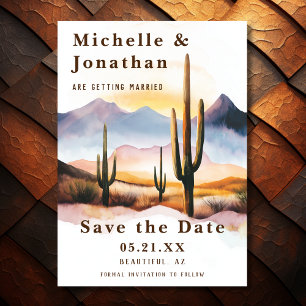 Boho Desert Cactus Westerne bruiloft Save The Date